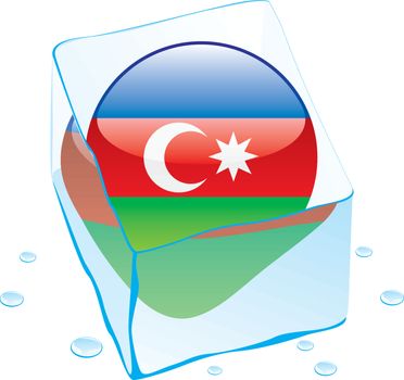 fully editable vector illustration of azerbaijan button flag frozen in ice cube