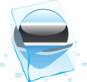 fully editable vector illustration of botswana button flag frozen in ice cube