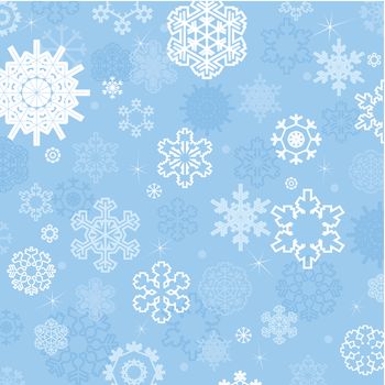 Winter blue background with snowflakes. A vector illustration