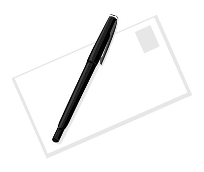 The black handle lays on a sheet of paper. A vector illustration