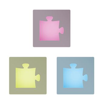 Set of three modern stylish puzzle icons