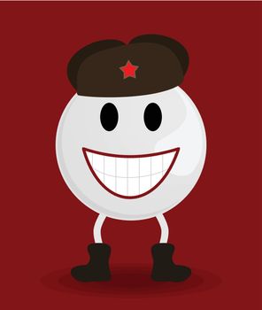 The Soviet smile in a cap to a cap with ear-flaps. A vector illustration