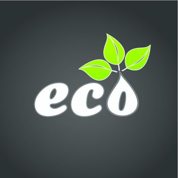 Ecological sign on a black background. A vector illustration