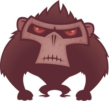 Vector cartoon illustration of an angry ape with red eyes.