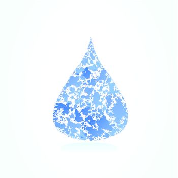 Blue drop of water on a white background. A vector illustration