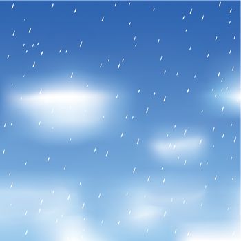 Rain against the blue sky. A vector illustration