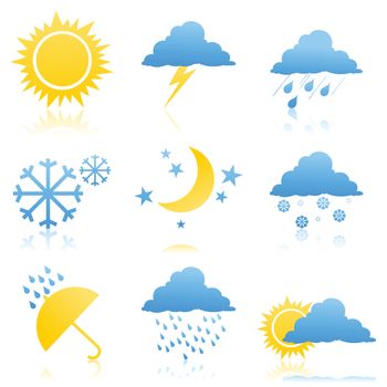 Icons of the weather phenomena. A vector illustration