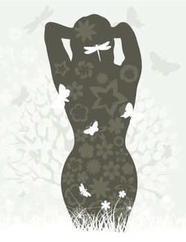 The girl in wood. A vector illustration