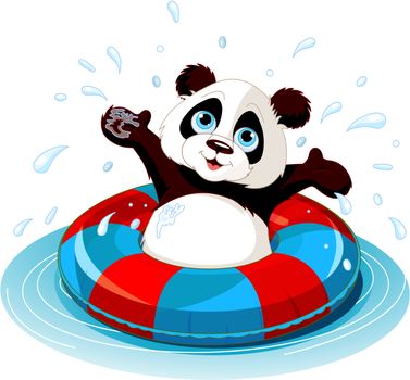 Summer fun Panda swimming