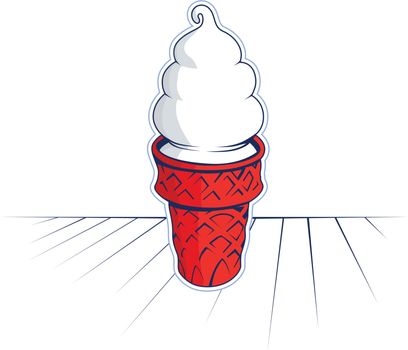cone sweet vanilla ice cream red and blue 