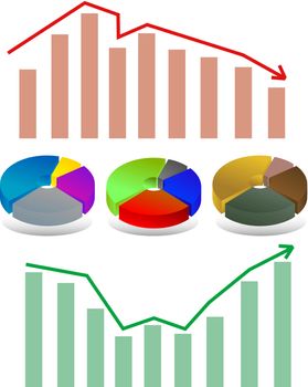 Abstract vector illustration of shiny bar and pie chart