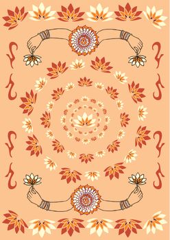 Woman hand and loto indian culture background. Vector file available.