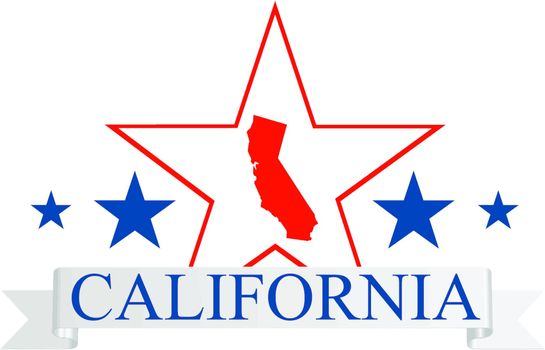 California state map, star and name.