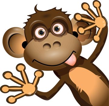 illustration a brown monkey on a white background
