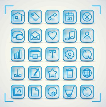 Blue icons set for internet and computer