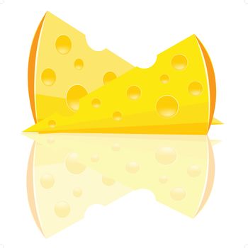 Illustration slice cheese on white background