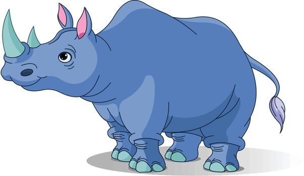 Cartoon funny  rhino isolated on white