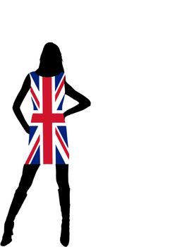 Sexy girl with Union Jack dress - isolated vector illustration