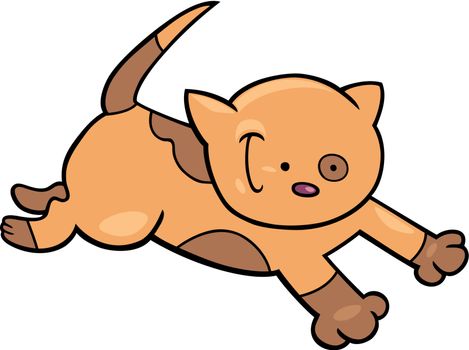 cartoon illustration of cute running spotted kitten