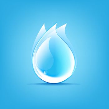 Water Drops Symbol, Isolated On Blue Background, Vector Illustration 