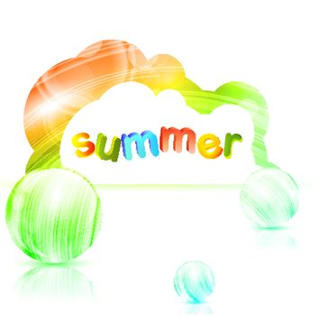 Summer theme in abstract banner over white background