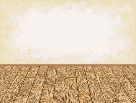 Wooden floor and grungy wall background illustration
