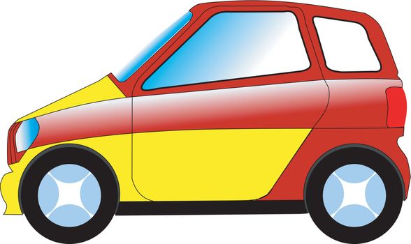 a cartoon stylish illustration of mini car