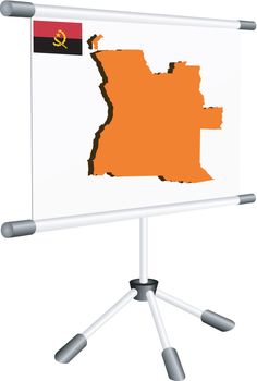 Vector display with a silhouette map of Angola