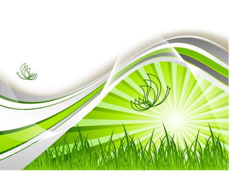 vector environmental background with grass and copy space