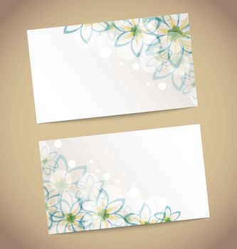 Illustration two retro wedding cards with flower's - vector