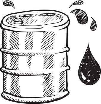 Doodle style oil or water barrel vector illustration