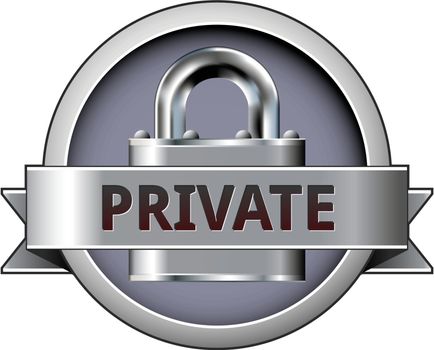 Private vector button on stainless steel lock background