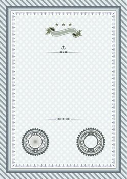 Template for coupon, diploma or certificate with seals and ornaments. Vector illustration, easy to change colors and edit