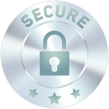 Stainless steel vector secure icon or button. Suitable for use on websites, as a badge in the e-commerce cart process, or as a standalone symbol.