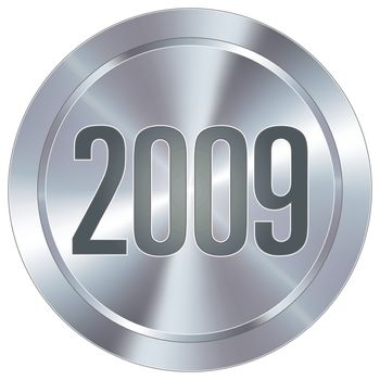 2009 calendar year icon on round stainless steel modern industrial button