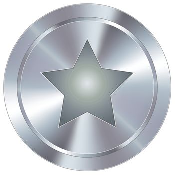 Star icon on round stainless steel modern industrial button