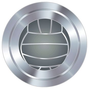 Volleyball sport icon on round stainless steel modern industrial button