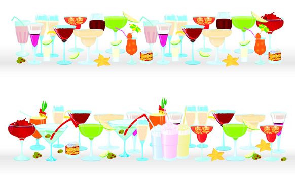 Vector illustration of cocktail borders horizontal

