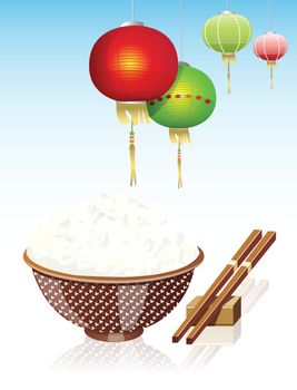 Chinese rice and Chinese lamp