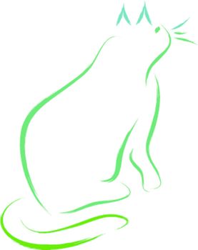 Cat silhouette in brush drawing style