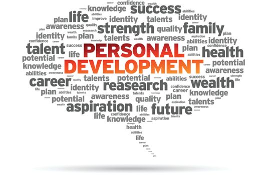 Personal Development word speech bubble on white background.