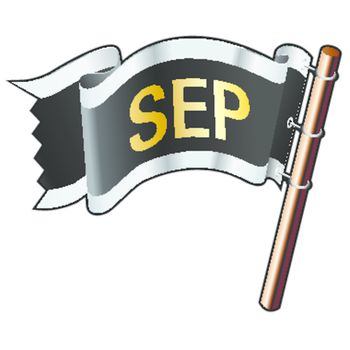 September calendar month icon on black, silver, and gold vector flag good for use on websites, in print, or on promotional materials