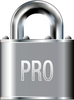 Security professional icon on stainless steel padlock vector button