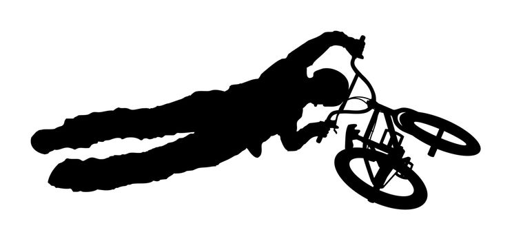 An abstract vector illustration of a BMX rider during a trick.