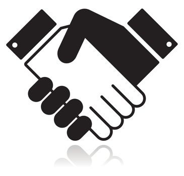 Clean shiny icon with shaking hands. Business agreement, meeting, job offer, signing contract, deal concept