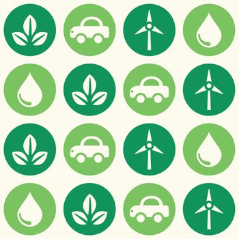 Seamless wallpaper with ecology, recycling icons - vintage style