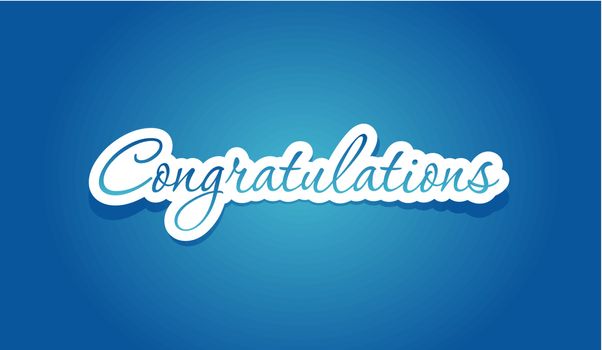 Congratulations lettering on blue background. Vector illustration.