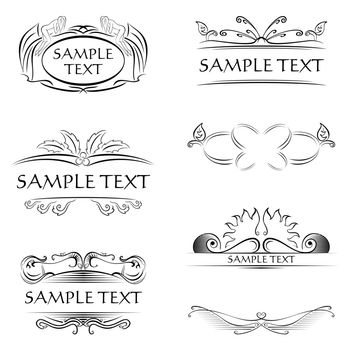 Set of frames and decorations created in calligraphic style