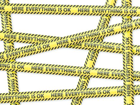 Caution tape concept "here everything is ok"
