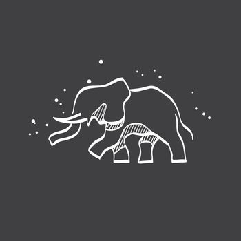 Elephant icon in doodle sketch lines. Mammal zoo animal family jungle safari